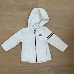 Moncler White fleece hooded sweater jacket